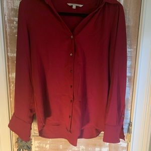 Red button down long sleeve blouse